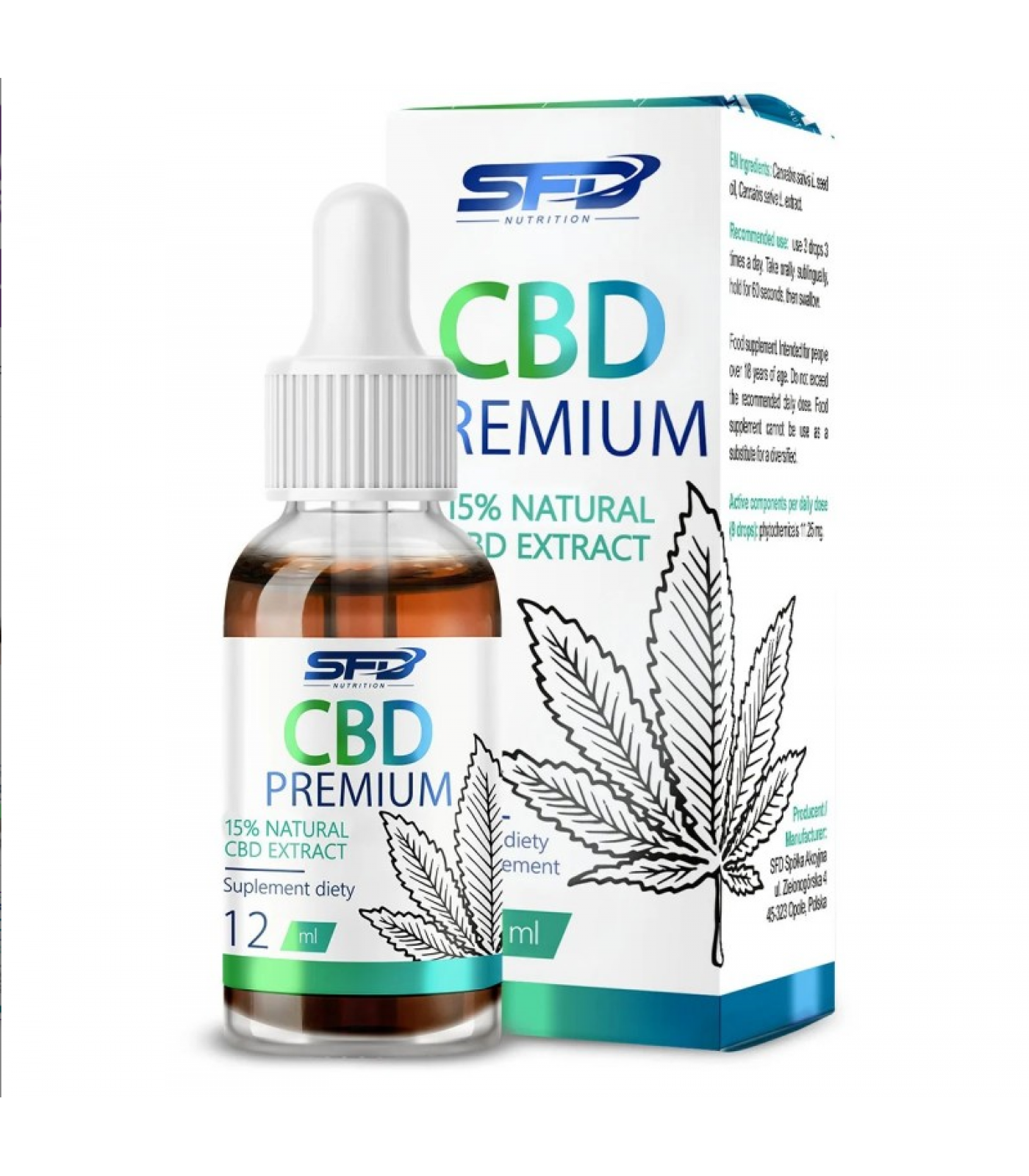 SFD CBD Premium Natural Extract 15% / 12ml.